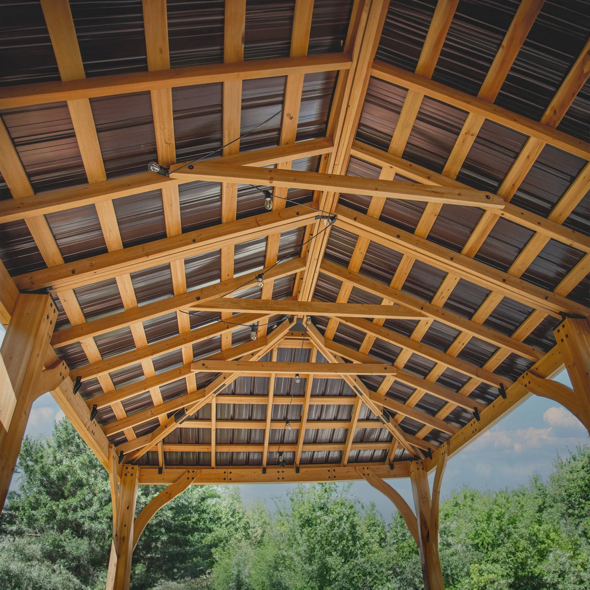 Barrington 20' X 12' Cedar Wood Gazebo, Galvanized Steel Roof, Powerport