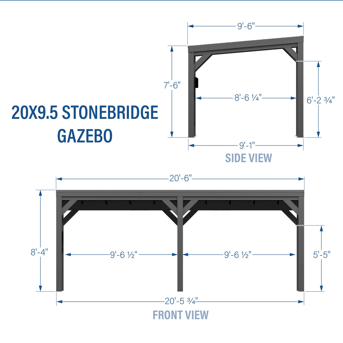 Stonebridge 20' X 9.5' Galvanized Steel Gazebo, Steel Roof, Powerport