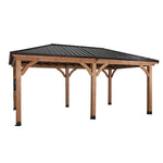 Barrington 20' X 12' Cedar Wood Gazebo, Galvanized Steel Roof, Powerport