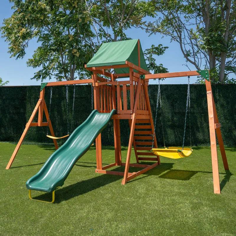 Sherwood kids swing set with Lifetime Warranty on 8' Double Wall Slide