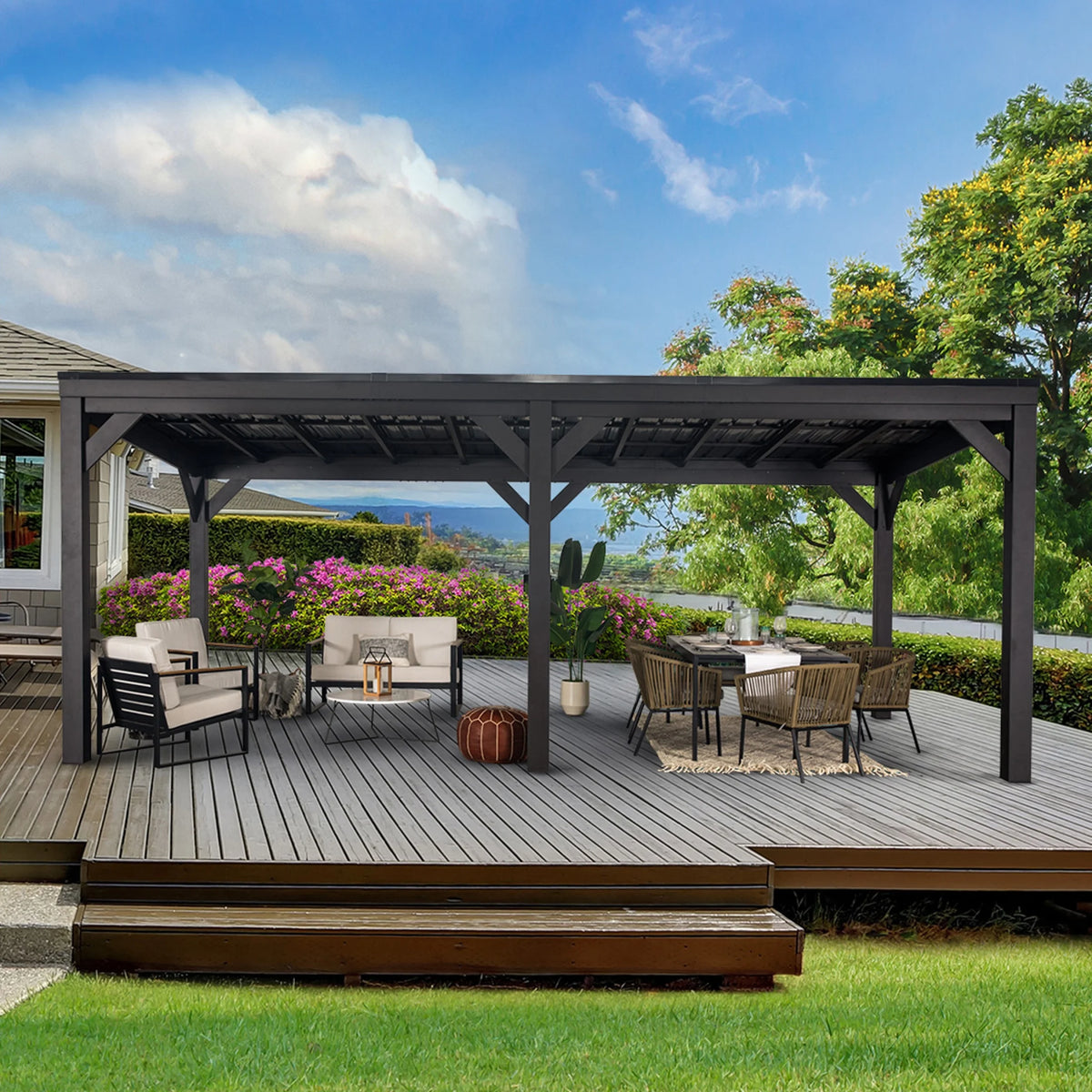 Stonebridge 20' X 9.5' Galvanized Steel Gazebo, Steel Roof, Powerport
