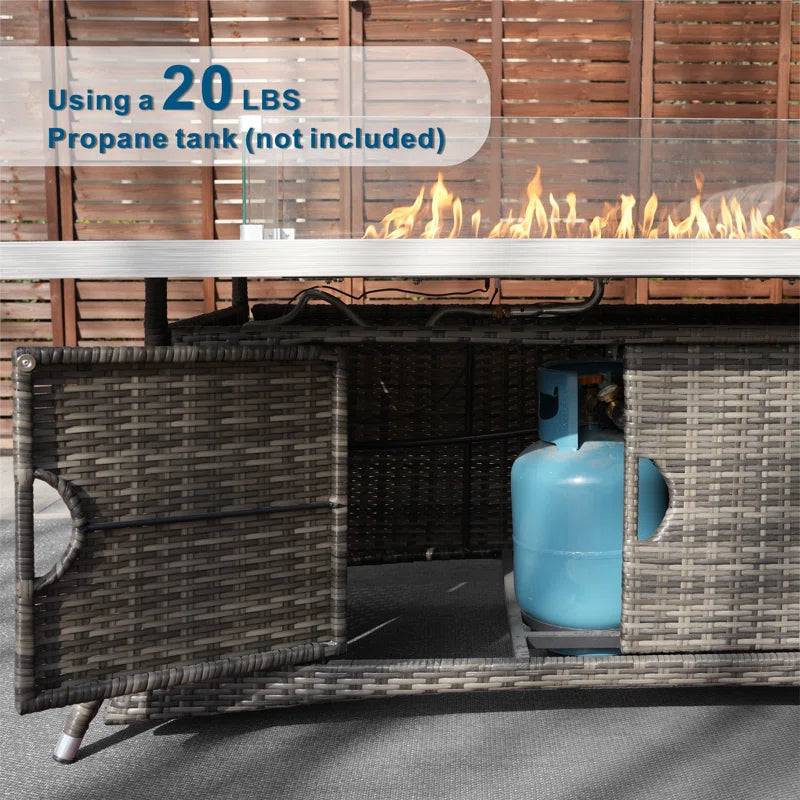 27'' H X 71'' W Propane Outdoor Fire Pit Table