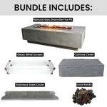 Granville Outdoor Fire Pit Set 17'' H X 60'' W Includes Windscreen, Lid, and Canvas Cover