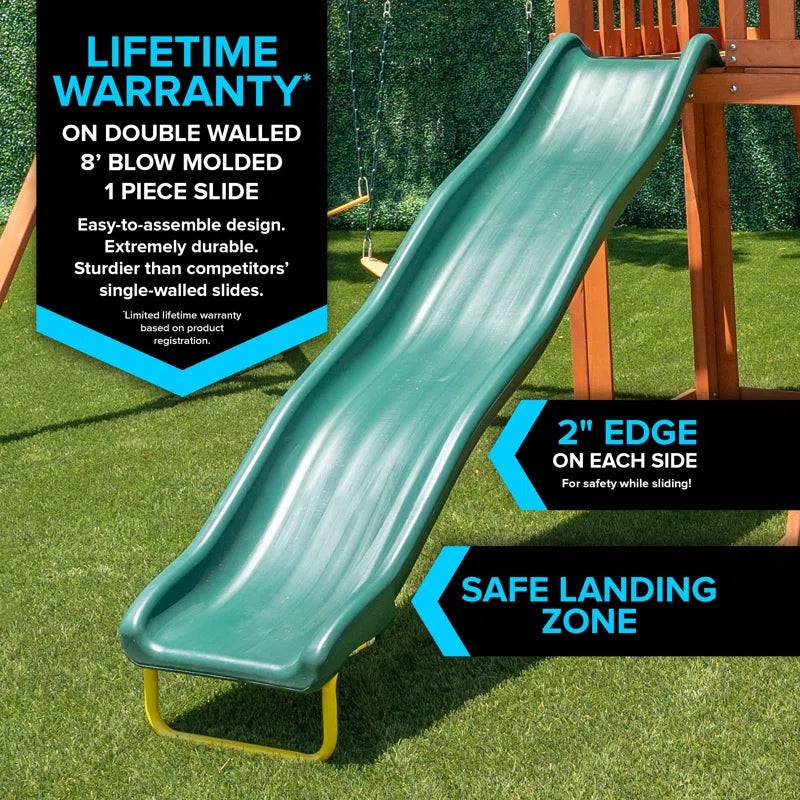 Sherwood kids swing set with Lifetime Warranty on 8' Double Wall Slide