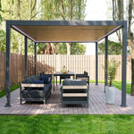 111 Aluminum Frame Pergola with Fixed Roof & LED Lights