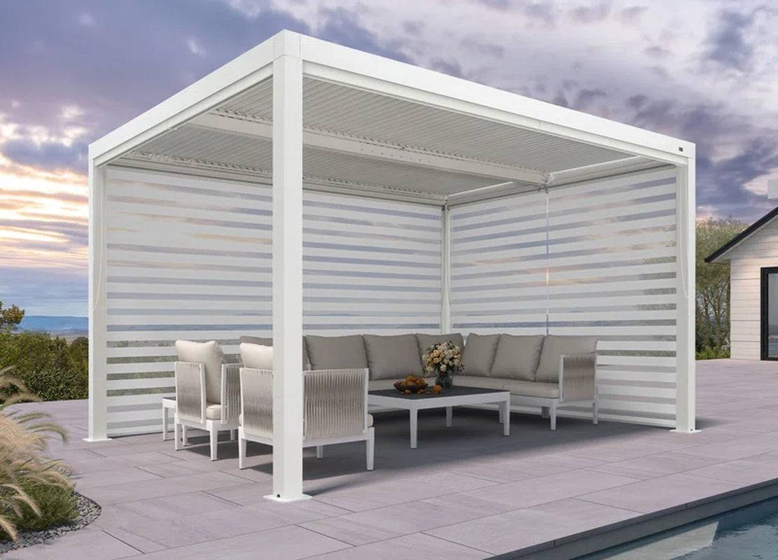 Aluminum Pergola with Roller Shade, 1 Long Side and 1 Short Side