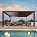 Aluminum Pergola with Roller Shade, 1 Long Side